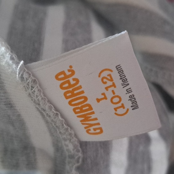 Gymboree girls size Large or 10-12 gray & white striped dress, flower design - Picture 4 of 5